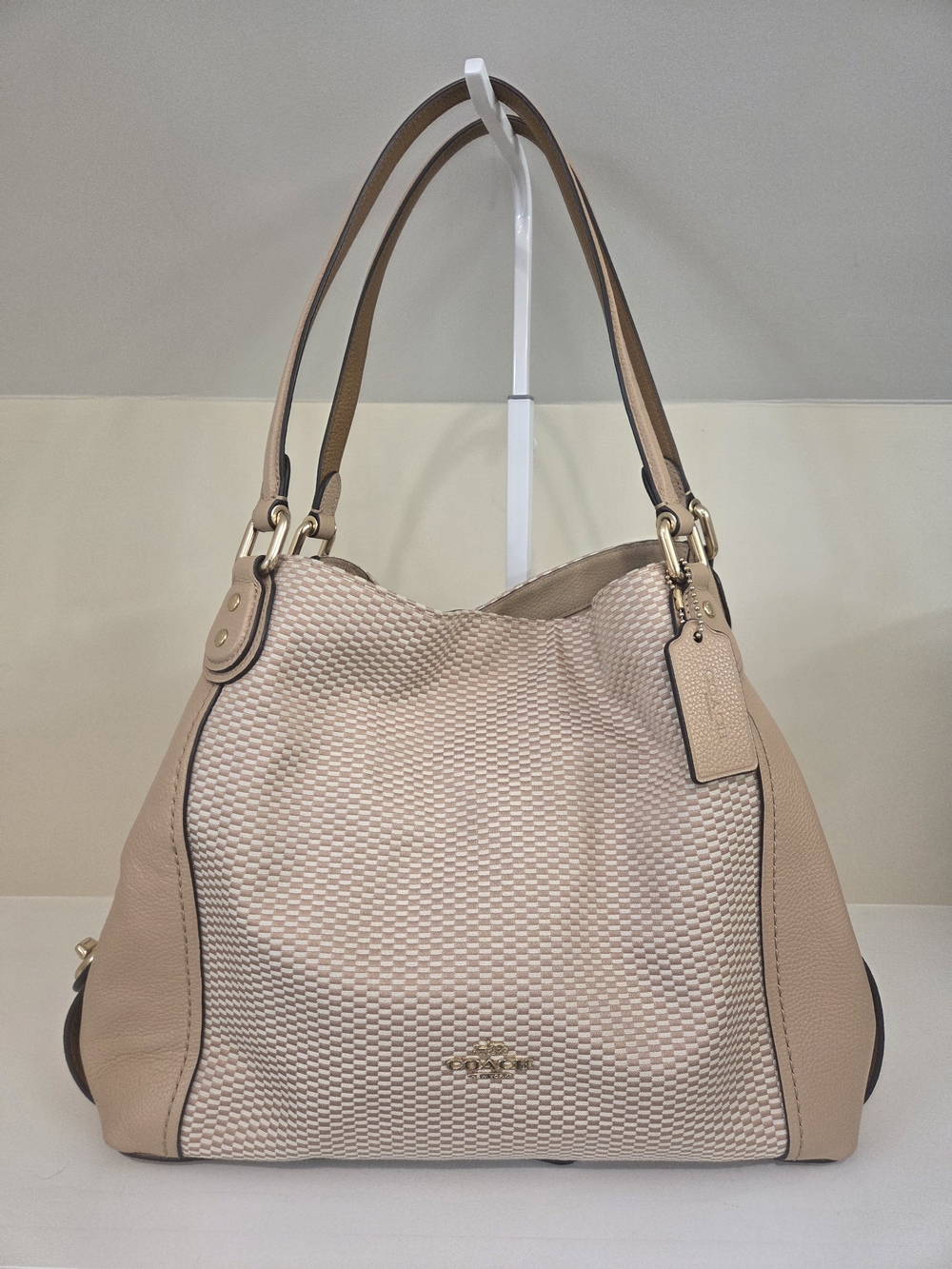 Coach Edie 31 Woven And Leather Shoulder Bag
